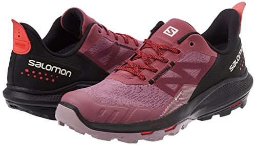 Salomon Women's OUTPULSE Gore-Tex Hiking Shoes for Women, Tulipwood/Black/Poppy Red, 8