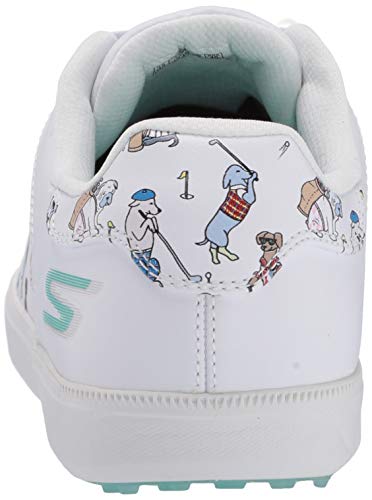 Skechers Men's Women's Go Drive Dogs at Play Spikeless Golf Shoe, White/Blue, 9