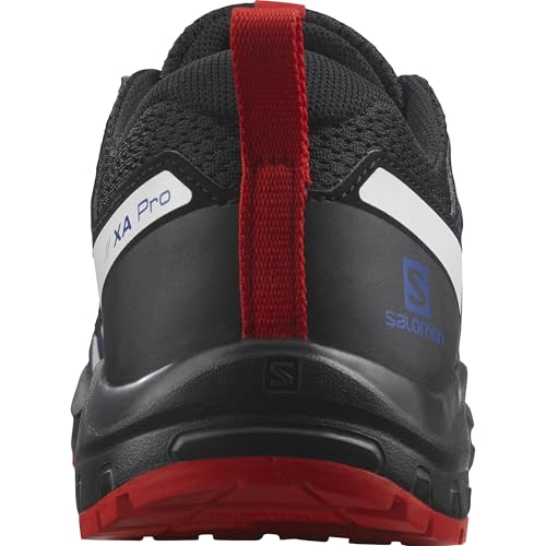 Salomon Junior XA PRO V8 Outdoor Shoes for Kids, Black / Lapis Blue / Fiery Red, 6