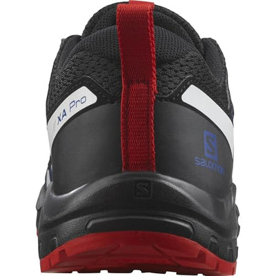 Salomon Junior XA PRO V8 Outdoor Shoes for Kids, Black / Lapis Blue / Fiery Red, 6