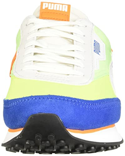 PUMA Men's Future Rider Play On Sneakers Puma White/Fizzy Lime/Puma Royal 8 D - Medium