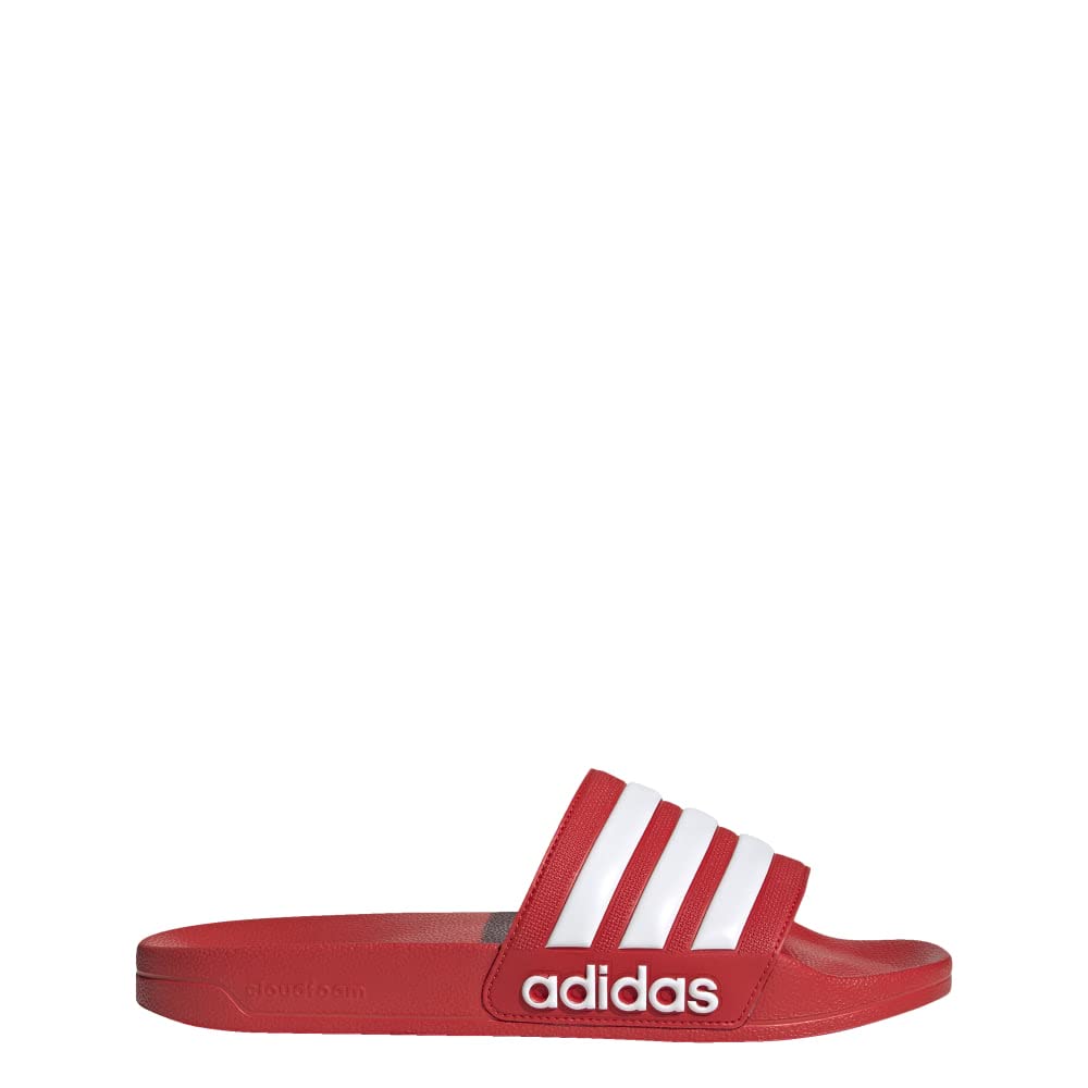 adidas Unisex Adilette Shower Slides Sandal, Vivid Red/White/Vivid Red, 7 US Women