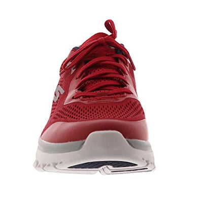 Skechers Men's Walking Sneaker, Red and Navy Textile Synthetic, 10.5