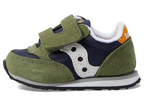 Saucony Boy's Original Jazz Hook & Loop (Toddler/Little Kid) Olive/Navy/Gold 4 Toddler M