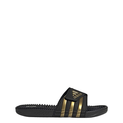 adidas Unisex Adissage Slides Sandal, Black/Gold Metallic/Black, 11 US Men