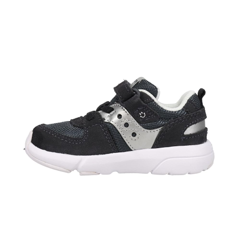 Saucony Jazz LITE 2.0 Sneaker, Navy/Silver, 5 Wide US Unisex Little_Kid