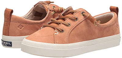 Sperry Women's Crest Vibe PLUSHWAVE Sneaker, TAN Snake, 7.5