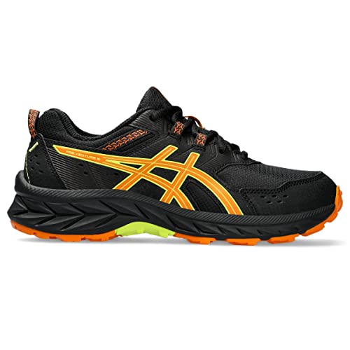 ASICS Kid's PRE Venture 9 Grade School Running Shoes, 2, Black/Bright Orange