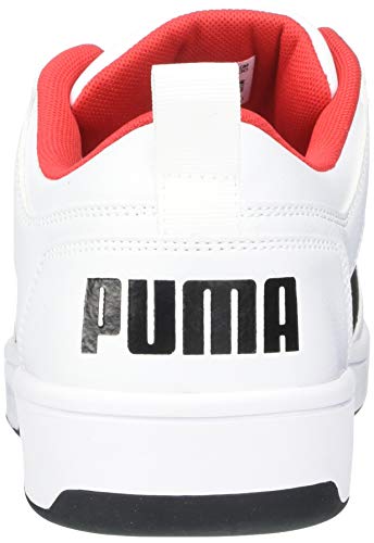 PUMA Men's Rebound Layup Wide Sneaker, White Black-High Risk Red