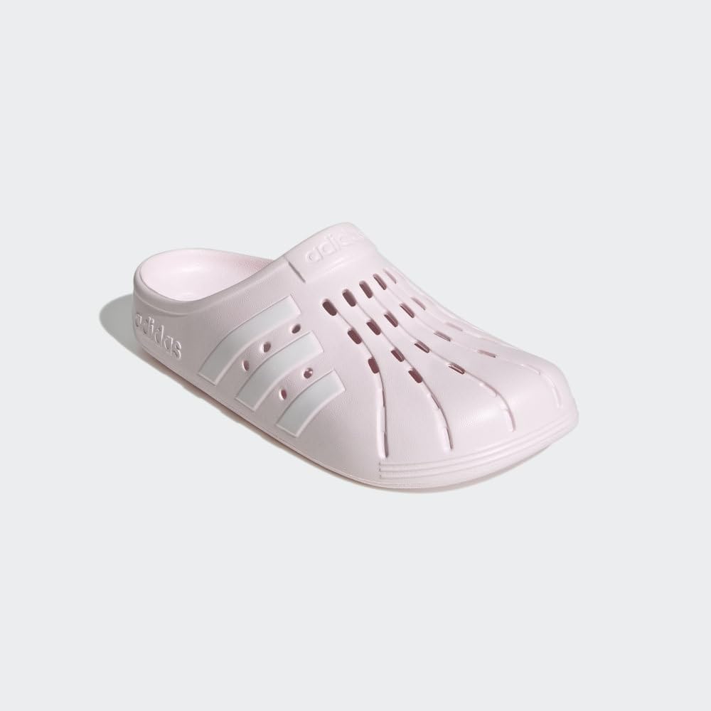 adidas Unisex Adilette Clog Slide Sandal, Almost Pink/White/Almost Pink, 13 Women/12 Men