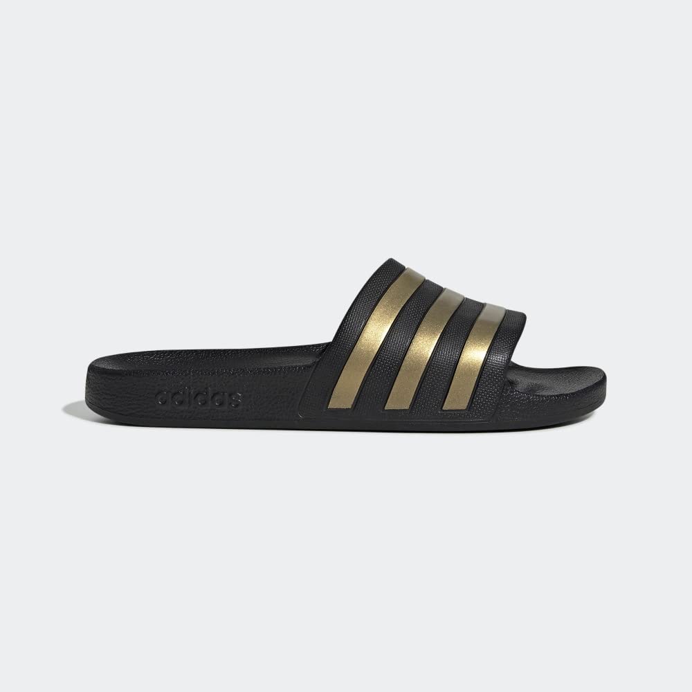 adidas Unisex Adult Adilette Aqua Slide 10 Women/9 Men Black/Gold Metallic/Black