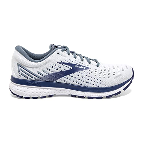 Brooks Men's Ghost 13 Running Shoe - White/Grey/Deep Cobalt - 9.5 Medium