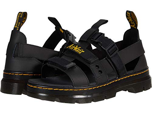 Dr. Martens Unisex Strap Sandal, Black Poly Rip Stop & Black Element, 11 US Men