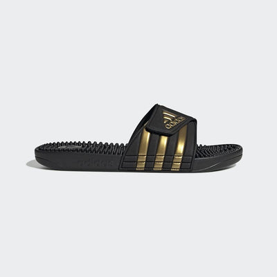 adidas Unisex Adissage Slides Sandal, Black/Gold Metallic/Black, 11 US Men