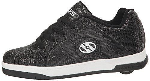 Heelys Girls Split Sneaker, Black Disco Glitter, 7 Little Kid