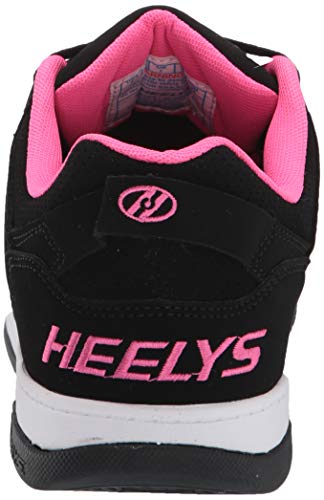 HEELYS Girl's Voyager Tennis Shoe, Black/Pink, 2 M US Big Kid