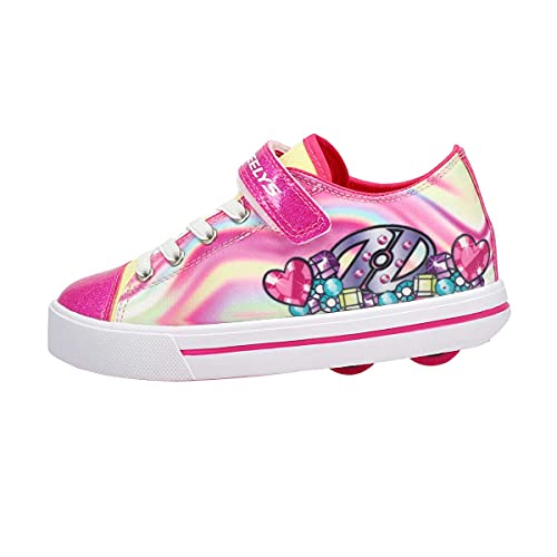 HEELYS Girl's Snazzy (Little Kid/Big Kid/Adult) Hot Pink/Multi Heart Swirl 1 Little Kid M