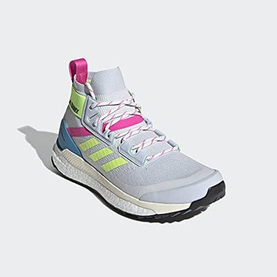 adidas Women's Terrex Free Hiker Primeblue Hiking Shoe, Halo Blue/Yellow/Screaming Pink - 9.5 M