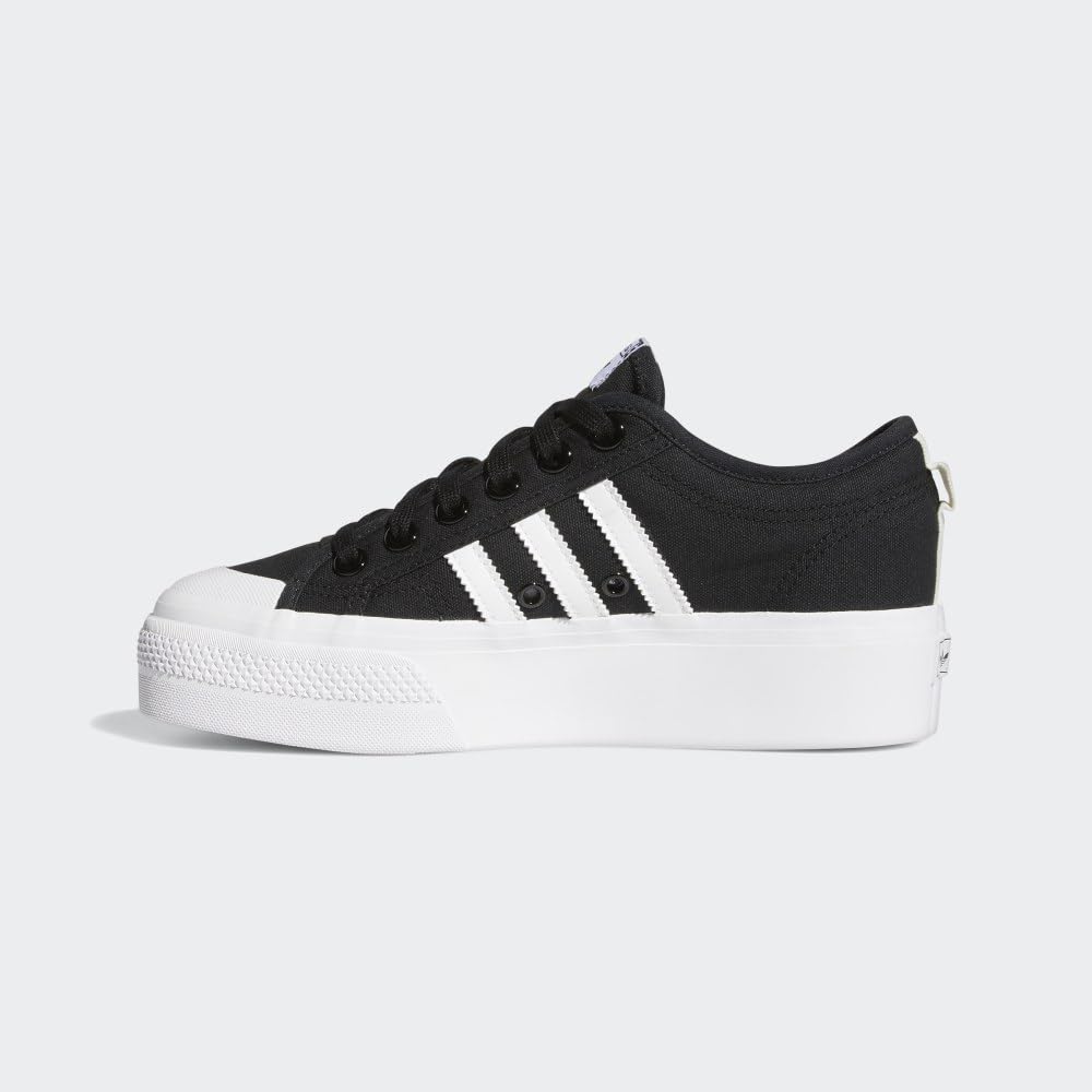 adidas Originals Women's Nizza Platform, Black/White/White, 8.5