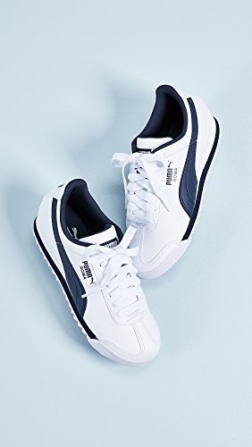 PUMA Mens Roma Sneaker, Basic white-new navy, 7.5