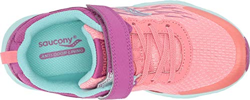 Saucony Wind Alternative Closure Running Shoe, Purple/Coral, 10.5 Wide US Unisex Big_Kid