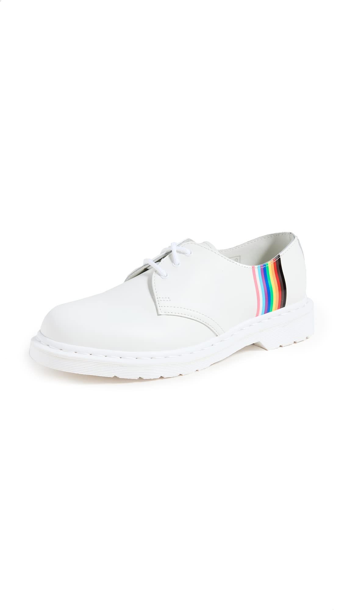 Dr. Martens Men's 1461 for Pride, White Smooth, 10 Medium US