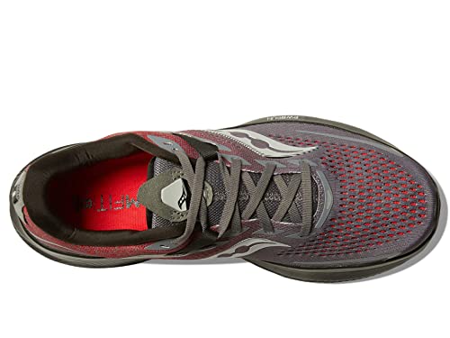 Saucony Men's Ride 15 Running Shoe, Charcoal/RED