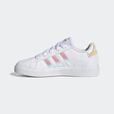 adidas Kids' Grand Court 2.0 Tennis Shoe 11 Little Kid White/Iridescent/White