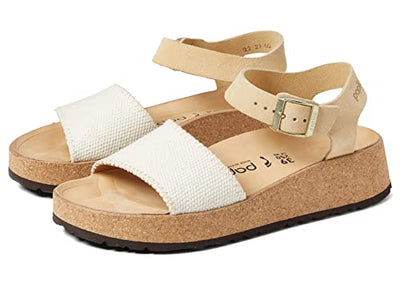 Birkenstock Papillio Glenda Platform Sandal Natural/Almond Canvas/Suede EU 39 (US Women's 8-8.5) Narrow