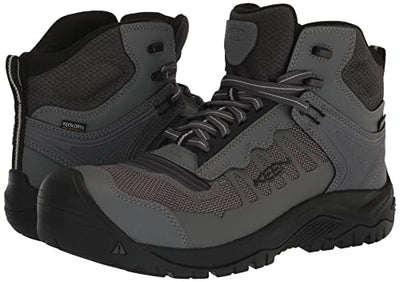 KEEN Utility Men's Reno Mid Height Composite Toe Flexible Waterproof Athletic Work Boots, Magnet/Black, 7.5 Wide