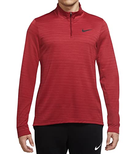 Nike Men's Superset Quarter-Zip Performance Dri-Fit Top (as1, Alpha, m, Regular, Regular, Pomegranate/Black, Medium)