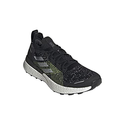 adidas Men's Terrex Two Ultra Primeblue Trail Running Shoes, Core Black/Cloud White/Solar Yellow - 9.5