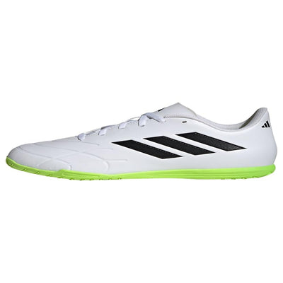 adidas Unisex Copa Pure.4 Indoor Sneaker, White/Core Black/Lucid Lemon, 11 US Men