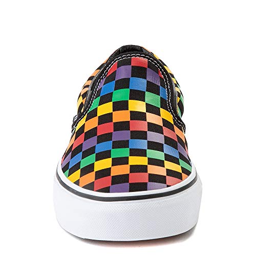 Unisex Classic Slip On Rainbow Checkerboard Skate Shoe Sneaker Black/Multicolor (7588 Mens 4.5)