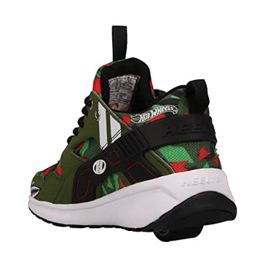 HEELYS Boy's Hot Wheels Force (Little Kid/Big Kid/Adult) Army Green/Red/Black 5 Big Kid (Men's 5) M