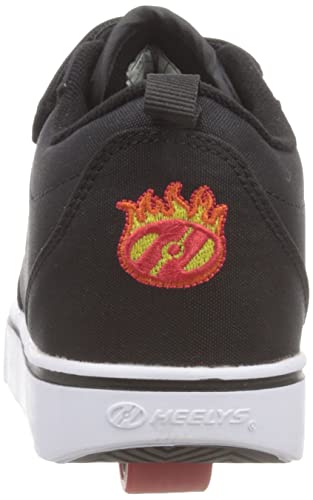 HEELYS Boy's Pro 20 X2 (Little Kid/Big Kid) Black/Red/Yellow Flame 5 Big Kid, Men's 5 M