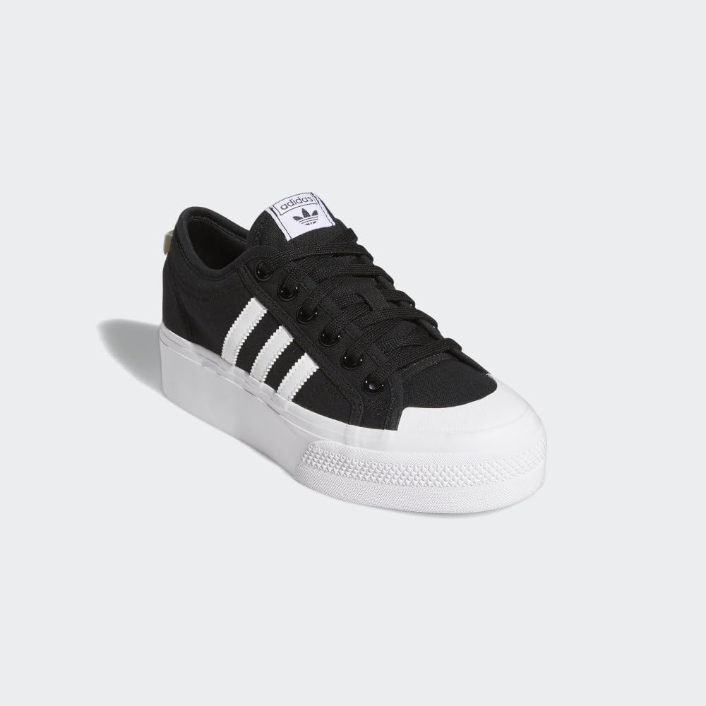 adidas Originals Women's Nizza Platform, Black/White/White, 8.5