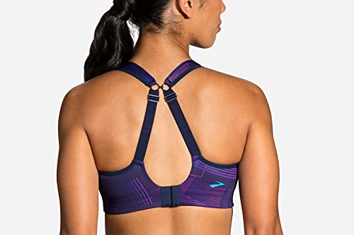 Brooks Women's Convertible Sports Bra for High Impact Running, Workouts & Sports with Maximum Support - Matrix Navy Print - 34 B