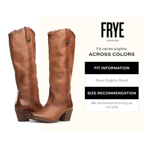 Frye The Company Womens Cognac Jackie Button Tall Size 9 Oiled Leather Boots