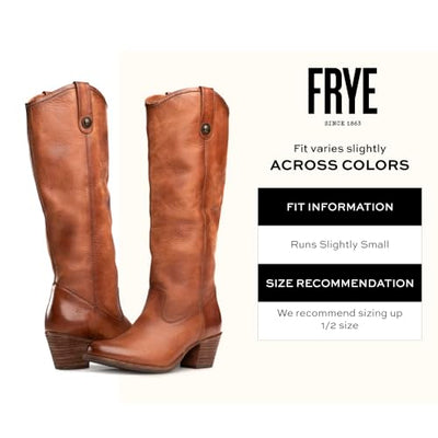 Frye The Company Womens Cognac Jackie Button Tall Size 9 Oiled Leather Boots