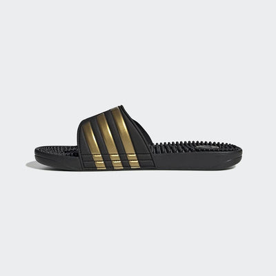 adidas Unisex Adissage Slides Sandal, Black/Gold Metallic/Black, 11 US Men