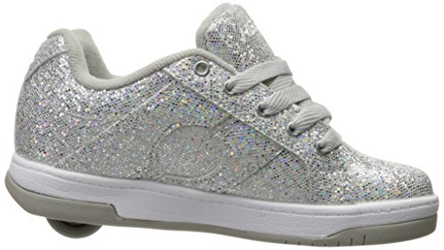 Heelys Girls Split Sneaker, Silver/Disco Glitter, 2 Little Kid