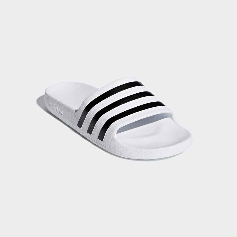 adidas unisex adult Adilette Aqua Slide Sandal, White/Core Black/White, 5 Women Men US