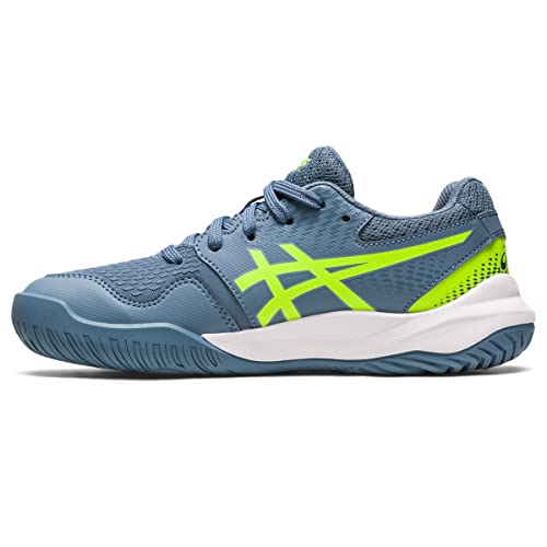 ASICS Boy's Gel-Resolution 9 GS (Little Kid/Big Kid) Steel Blue/Hazard Green 6.5 Big Kid M