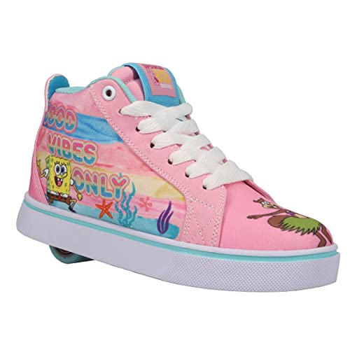 HEELYS Boy's Spongebob Racer (Little Kid/Big Kid/Adult) Powder Pink/Aqua 5 Big Kid (Men's 5) M