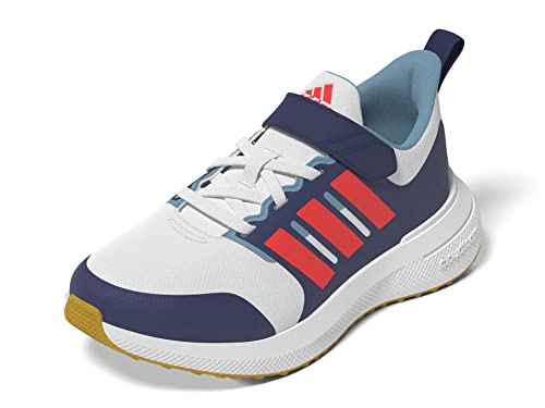 adidas Boy's Fortarun 2.0 Elastic (Little Kid/Big Kid) White/Solar Red/Victory Blue 5 Big Kid M