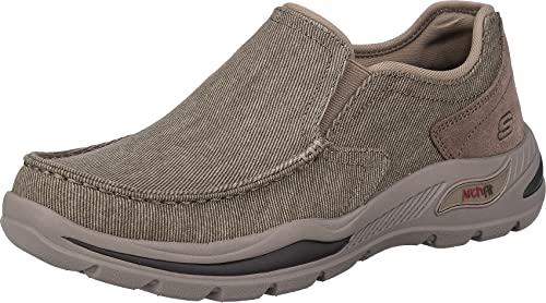 Skechers Men's Moccasin Sneaker, Tan Canvas, 9