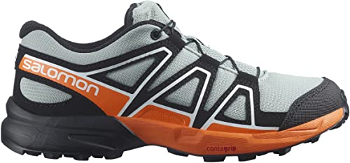 Salomon Boy's Speedcross Trail Running Shoes, Wrought Iron/Black/Vibrant Orange, 3 Big Kid