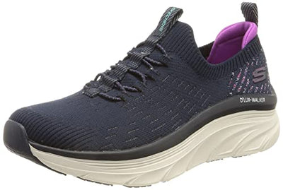 Skechers Women's D'LUX Walker Star Stunner Sneaker, Navy, 7