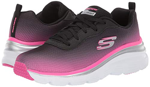 Skechers Women's Fashion Fit - Build Up, Sneakers, Black/Hot Pink, 7.5 US M